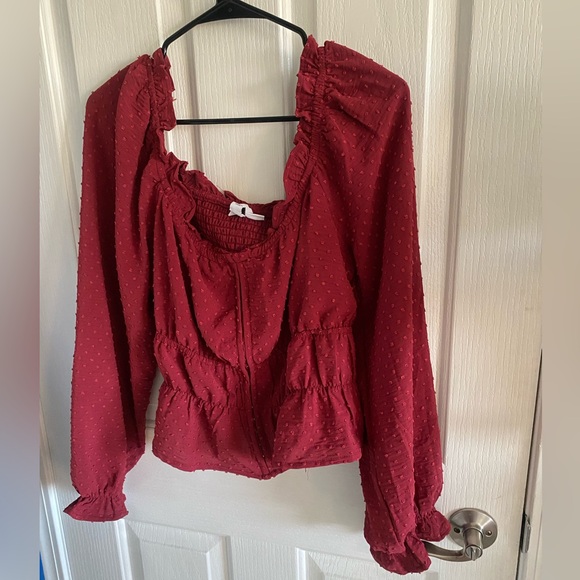And Now This Macy’s Brand Women’s Dobby Dot Textured Cuffed Blouson Red - Size L - Picture 2 of 7